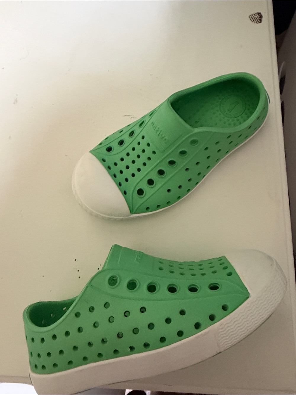 Native Kids Green Slip-On Water Shoes with White Toe